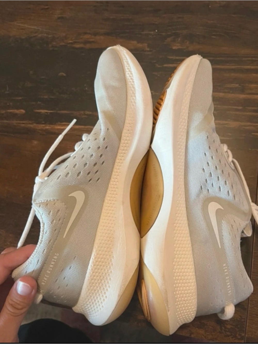 Nike Women's White and Gold Training Sneakers